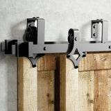Classic Double Bypass 2 Door Barn Door Kit | Black Hardware