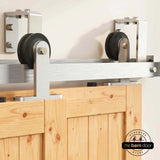 Straight Top Mount Brushed Nickel Double Bypass Barn Door Hardware Kit