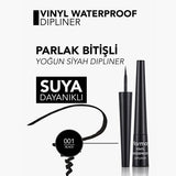 Flormar Waterproof Eyeliner - Black, Liquid, Long-Lasting, Intense Pigment, Fine Felt-Tip Applicator