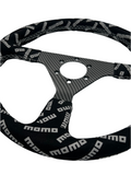 2nd Option Racing Steering Wheel Momo Track Style Black Suede Carbon Center