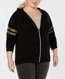 LOVE TRIBE Plus Size Camo-Stripe Zip-Up Jacket, Size 1X