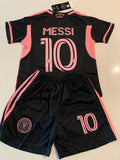 Lionel Messi Black Miami Home Kids Soccer Jersey Set Football Youth Toddler