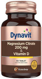 Dynavit Magnesium Citrate & Vitamin D Supplement 200mg - 60 Tablets for Overall Health