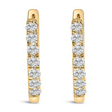 10K Rose Gold 1/4 Cttw Diamond Double Sided Huggie Hoop Earrings