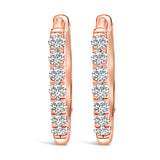 10K Rose Gold 1/4 Cttw Diamond Double Sided Huggie Hoop Earrings