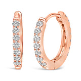 10K Rose Gold 1/4 Cttw Diamond Double Sided Huggie Hoop Earrings