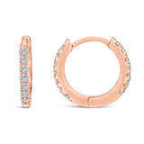 10K Rose Gold 1/4 Cttw Diamond Double Sided Huggie Hoop Earrings