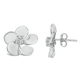 10K White Gold 1/3 Cttw Lab Grown Diamond Flower Petal Stud Earrings