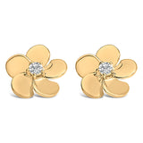10K White Gold 1/3 Cttw Lab Grown Diamond Flower Petal Stud Earrings