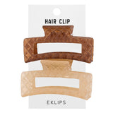 Eklips Frosted Rectangular Hair Clips Beige & Brown 2-Pack