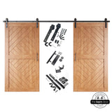 Patterned Double Door Barn Door Kit | Black Barn Door Hardware