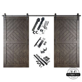 Patterned Double Door Barn Door Kit | Black Barn Door Hardware