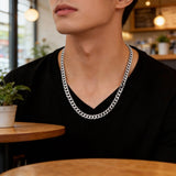 Steeltime Mens Curb Chain Necklace in Sterling Silver 22 Inches