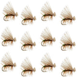 Olive Elk Hair Caddis Classic Trout Dry Fly - Set of 12 Flies Size 12 `