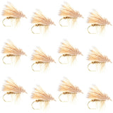 Barbless Yellow Elk Hair Caddis Classic Trout Dry Flies 1 Dozen Flies Size 16