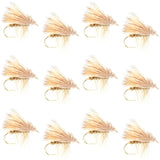 Barbless Yellow Elk Hair Caddis Classic Trout Dry Flies 1 Dozen Flies Size 14
