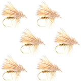 Barbless Yellow Elk Hair Caddis Classic Trout Dry Flies 6 Flies Size 14