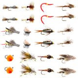 Trout Flies Assortment - 24 Flies for Trout Fly Fishing with Fly Box - Essential Dry and Wet Fly Selection
