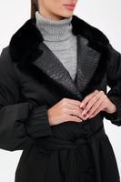 Genuine Mink Fur Real Python Leather Trim Coat