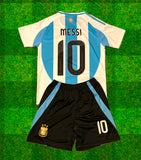 Kids Messi Jersey Kit - Argentina Black Shorts Version Soccer Jersey Set