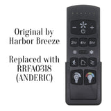 Anderic RRFA0318 Ceiling Fan Remote Control for Harbor Breeze FA0198 | Arbormere 60-in  | Queensdale 60-in | Outermark 60-in - A25-FA0198A