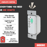 Anderic FAN-55T Wireless Wall Plate Ceiling Fan Remote Control for Fan28R Receiver | 304 MHz | 2AAZPFAN55T- FAN55T