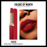 Loreal Paris Color Riche Rouge Confident Matte Lipstick - Long Lasting Hyaluronic Acid Lip Color
