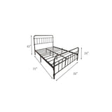 Full size Farmhouse Black Metal Bed Frame with Rounded Headboard Footboard