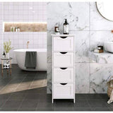 Modern Farmhouse 4-Drawer Bathroom Linen Floor Cabinet in White Wood Finish