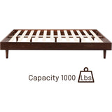 Full size Mid-Century Modern Platform Bed Frame in Dark Brown Wood Finish