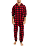 Family Pajamas Mens Matching 1-Piece Red Check Printed Pajamas