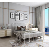 Full size Classic White Metal Bed Frame with Slatted Headboard and Footboard