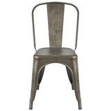 Set of 4 - Stackable Modern Cafe Bistro Dining Side Chair in Gun Metal Finish