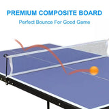 Folding 54-inch Blue Ping Pong Table Tennis Table Set with Net 2 and Paddles