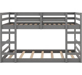 Full over Full Modern Low Profile Bunk Bed in Grey Wood Finish
