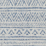 4 ft. x 6 ft. Blue Grey Chevron Coastal Boho Style Indoor Outdoor Area Rug