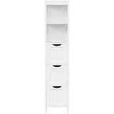 Bathroom Cabinet Tower with 3 Storage Drawers and 2 Shelves in White Wood Finish