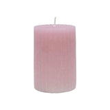 Rubin Licht Rustic Ribbed Pillar Candle in Rose Pink