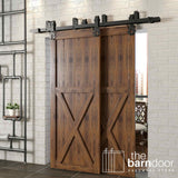 Flame Black Double Bypass Barn Door Hardware Kit