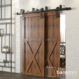 Flower Black Double Bypass Barn Door Hardware Kit