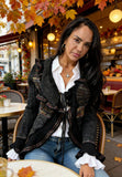 Forla Paris Mohair Wool Blend Ruffled Knit Cardigan Womens Medium