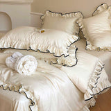 French Sweetheart Ruffle Egyptian Cotton Duvet Cover Set | 3CARATS