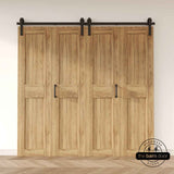J-Strap Bifold Barn Door Hardware | Matte Black | 4 Door Biparting Kit