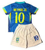 Neymar Jr Blue Brazil Away Jersey Kids Soccer Jersey Set Youth & Toddler Sizes