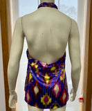 The Limited~Purple Sleeveless Blouse~Ruffled Neck~Open Back~Size L