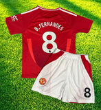 B Fernandes 8 Kids Toddler & Youth Man Soccer Jersey Kit