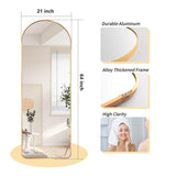 Gold Large Full Length Rounded Leaning Wall or Hanging Mirror