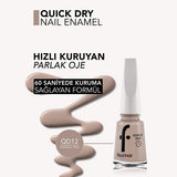 Flormar Quick Dry Nail Polish - QD12 Everyday Trick Nude Pink - 60 Second Fast Drying, High Pigment, Long Lasting Manicure
