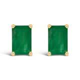14K White Gold 6x4MM Emerald Shaped Amethyst Solitaire Stud Earrings