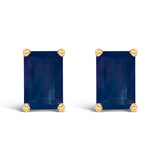 14K White Gold 6x4MM Emerald Shaped Amethyst Solitaire Stud Earrings